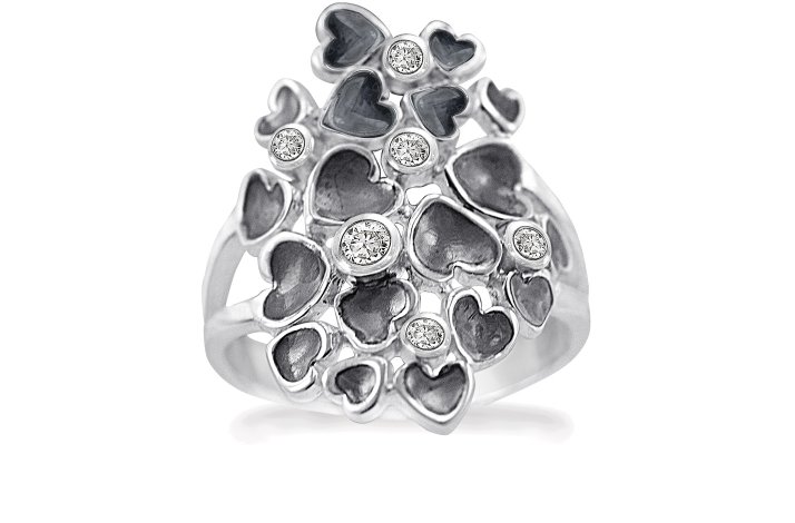 Slv ring - Random Hearts