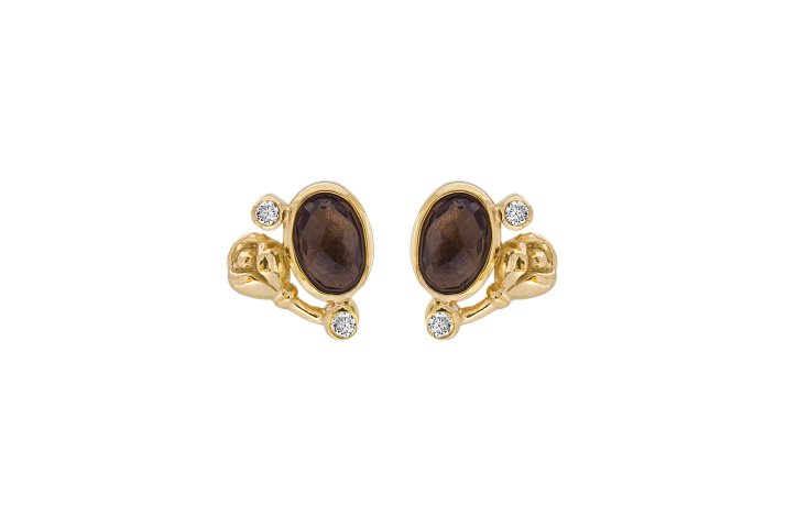 Gold plated ear pin - Flourish
