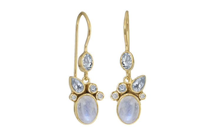 Gold plated ear ring - Blue Moon