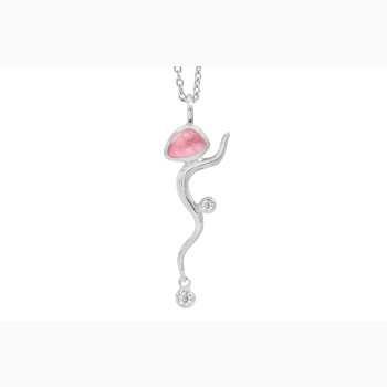 Silver necklace - Pink Willow