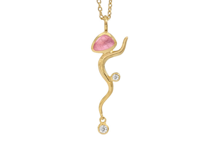 Gold plated necklace - Pink Willow
