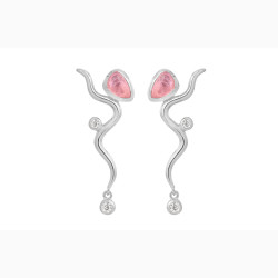 Silver ear ring - Pink Willow
