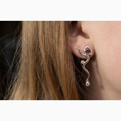 Silver ear ring - Pink Willow