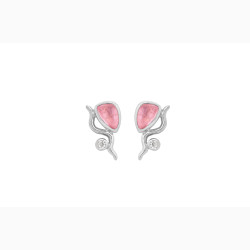 Silver ear pin - Pink Willow