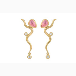 Gold plated ear ring - Pink Willow