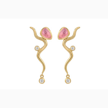 Gold plated ear ring - Pink Willow