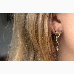 Gold plated ear ring - Pink Willow