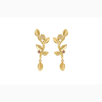 Gold plated ear ring - Leaf Vine
