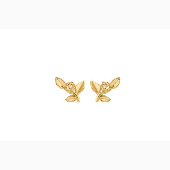 Gold plated ear pin - Leaf Vine