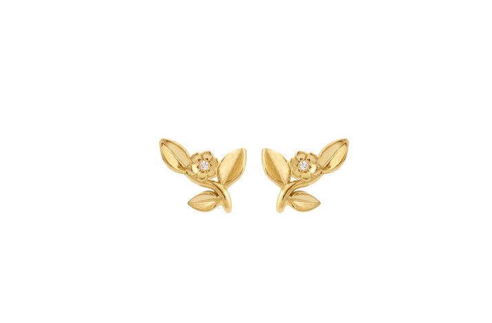 Gold plated ear pin - Leaf Vine