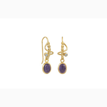 Gold plated silver ear ring - Purple Rain