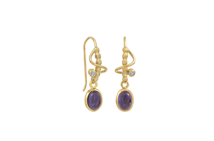 Gold plated silver ear ring - Purple Rain