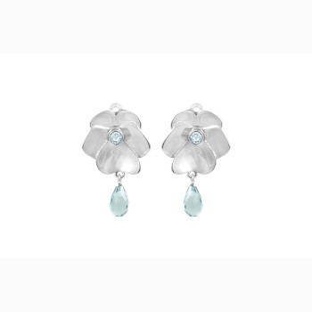 Silver ear clips - Pansy