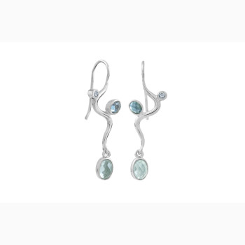 Silver ear ring - Blend of Blue
