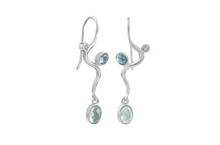 Silver ear ring - Blend of Blue