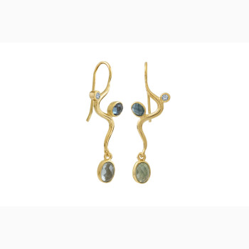 Gold plated ear ring - Blend of Blue