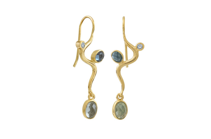 Gold plated ear ring - Blend of Blue