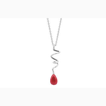 Silver necklace, jade - Soft Line