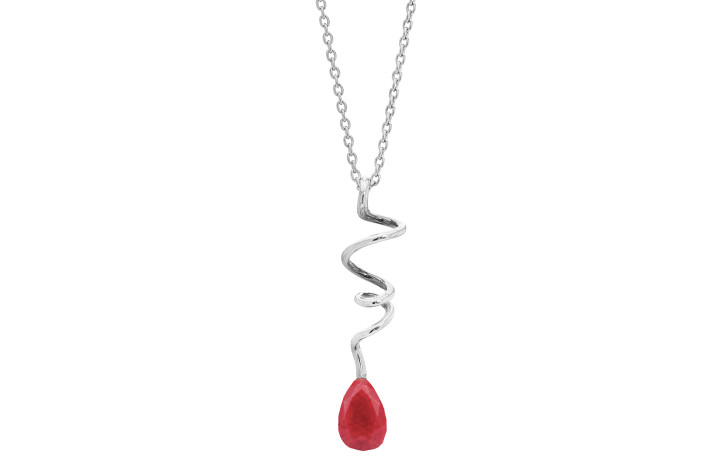 Silver necklace, jade - Soft Line