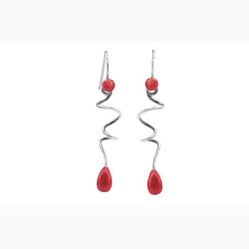 Silver ear ring, jade - Soft Line