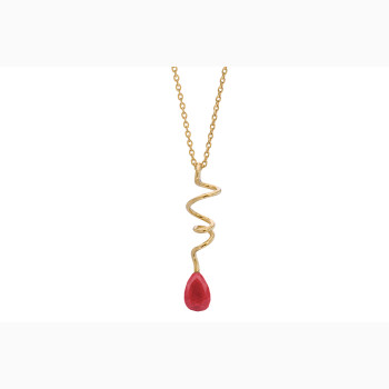 Gold plated necklace, jade - Soft Line