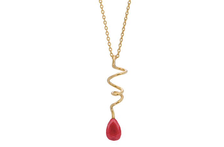 Gold plated necklace, jade - Soft Line