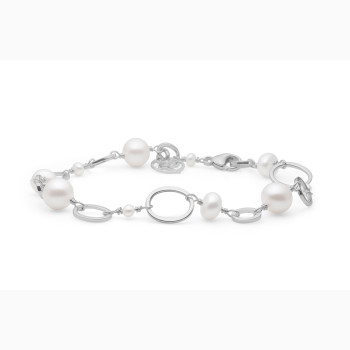 S�lv armb�nd, hvid perle - Summer Night