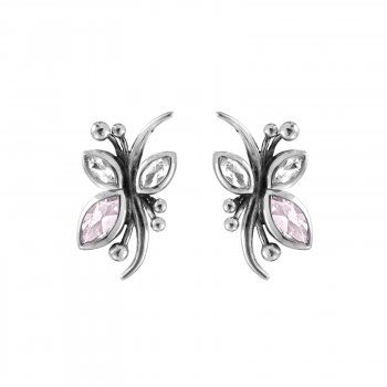 Ear pin with rose quartz