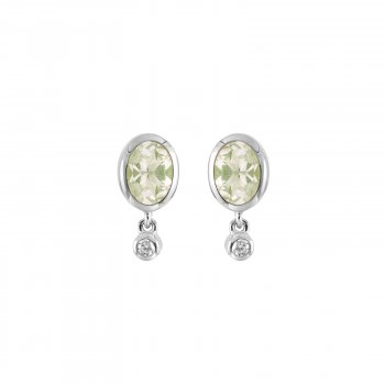 Ear pin - prasiolite and zirconia