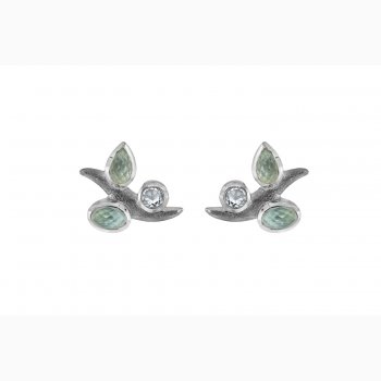 Silver ear pin - Leaves