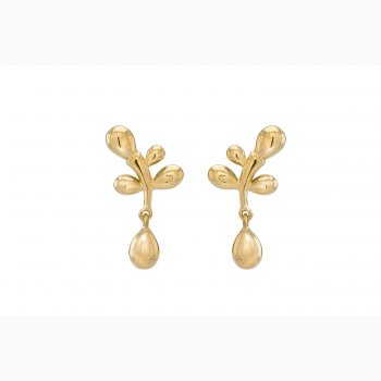 Gold plated ear pin - Dancing Drops
