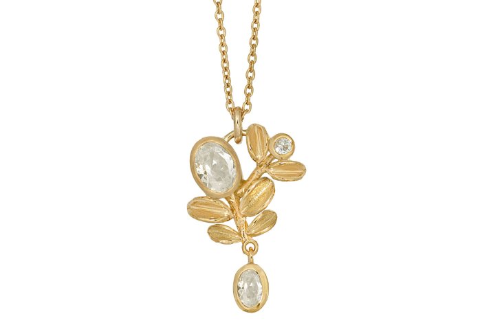 Gold plated necklace - Glowing Leaves