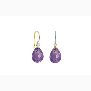 Gold ear ring, amethyst - Contessa
