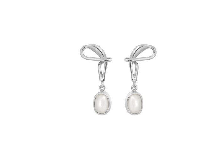 Silver ear pin - Winding White