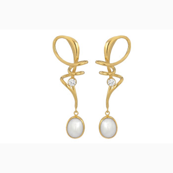 Gold plated ear ring - Winding White