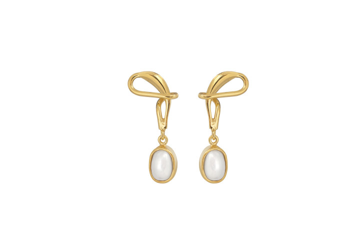 Gold plated ear pin - Winding White