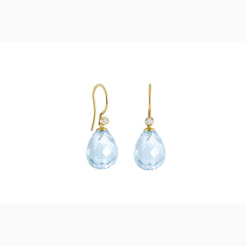 Gold ear ring, blue topaz - Contessa