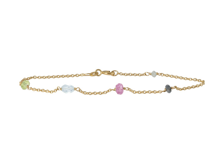Guld armbnd, bl topas - Horizon