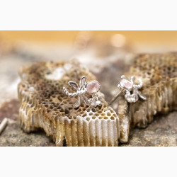 Silver ear pin - Dragonfly