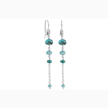 Silver ear ring, Turquoise - Minetta