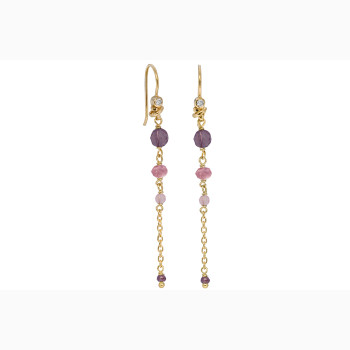 Gold plated ear ring, garnet - Minetta