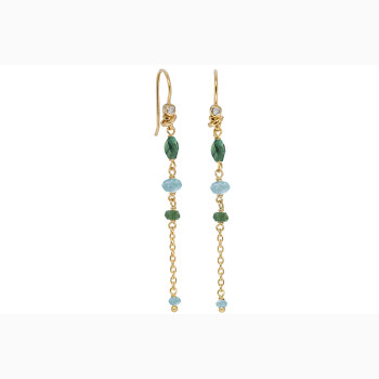 Gold plated ear ring, onyx - Minetta