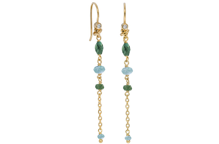 Gold plated ear ring, onyx - Minetta