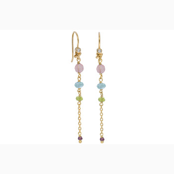 Gold plated ear ring, chalcedony - Minetta