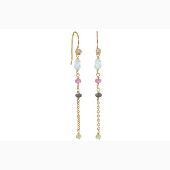 Gold ear ring, blue topaz - Horizon