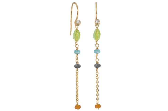 Gold ear ring, peridot - Horizon