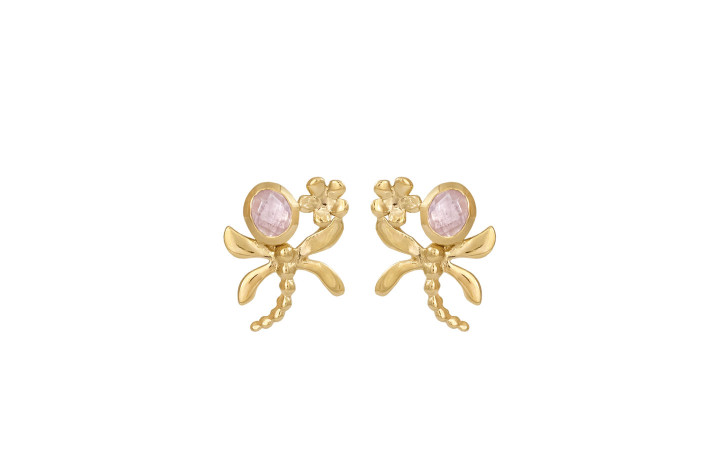 Gold plated ear pin - Dragonfly