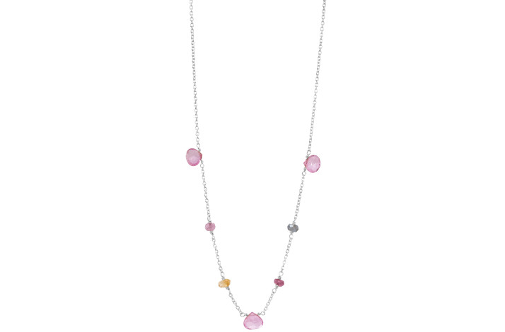Slv collier, turmalin - Drops