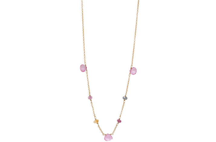 Forgyldt collier, turmalin - Drops