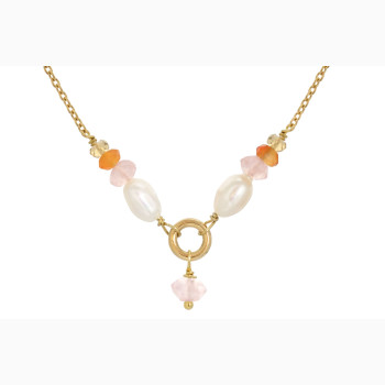 Forgyldt collier, rosenkvarts - Cordelia